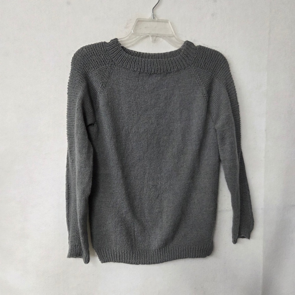 Womens Handknit Sweater Gray Long‎ Sleeve Crew Neck Pullover Casual Cozy Medium